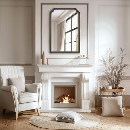 WallBeyond Wooden Framed Wall Mirror, Natural Wood Bathroom Vanity Mirror for Entryway, Living Room or Bedroom Home Decor Vertical or Horizontal Hanging [24" x 36" Black] - Image 6