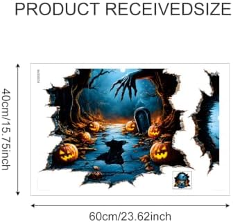 Halloween Graveyard Wall Decals Peel and Stick Haunted Cemetery Stickers, Removable Vinyl Spooky Wall Decor for Party Home Decoration - Image 2