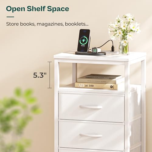 Huuger Nightstands Set of 2, Nightstand with Charging Station,Bedside Table - Image 6