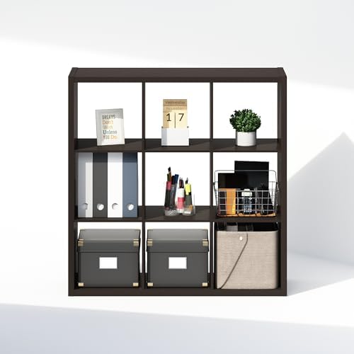 Furinno Cubic Extra Thick 9-Cube Closet Organizers and Storage, Dark Oak - Image 6