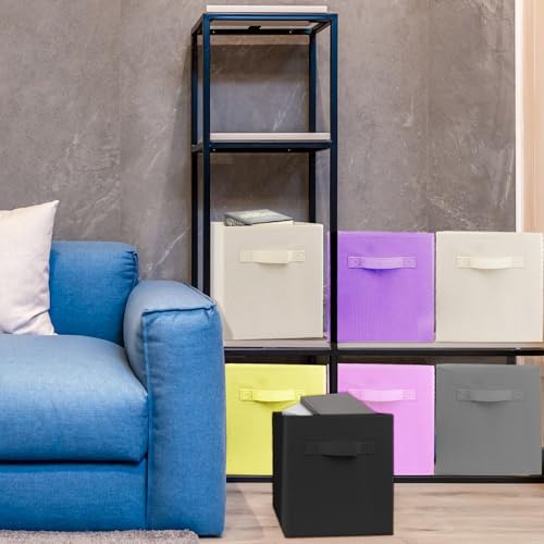 3 Pcs Storage Cubes, 10.5 Inch Collapsible Storage Bins, Fabric Foldable Bins for Organization, Durable Storage Bins for Closet, Shelves, Offices (Grey) - Image 6
