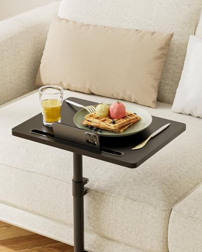 Masupu Sofa Arm Tray Table - 360° Swivel Height Adjustable End Table, Small Snack Side Table for Couch, C Shaped Table for Bed, Chair or TV Tray Table(Black) - Image 6