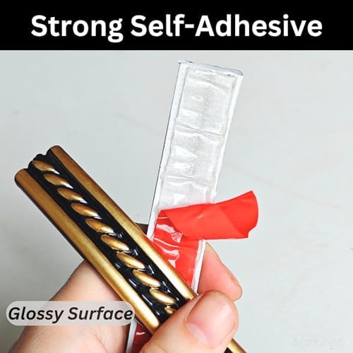 Peel and Stick Molding Trim Self Adhesive Flexible Wall Trim Crown Molding 3D Strip for Tile Wood Wall Panels Picture Mirror Frame Border Edge Corner Ceiling Wallpaper Decor (Black Gold, 200 inches) - Image 4