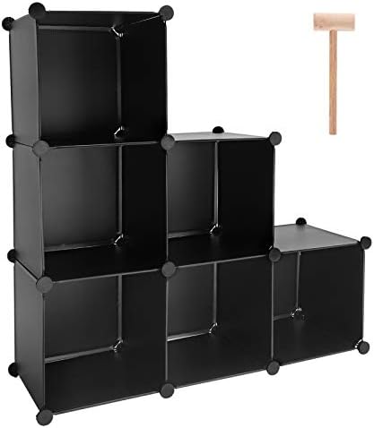 Cube Storage Organizer, 6-Cube DIY Plastic Closet Cabinet Modular Bookcase, Storage Shelves for Bedroom Living Room, Office, Black by Worththetrustofeverycusto