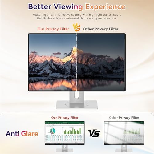 [2026 New] 32 inch Computer Privacy Screen Filter for 16:9 Widescreen Monitor – Fits Flat & Curved Screens, Removable Anti Glare Blue Light Eye Protection Shield, 32in Anti Scratch Spy Protector Film - Image 5