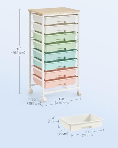 VASAGLE Rolling Cart with Drawers, Craft Organizers and Storage, Multicolor - Image 3