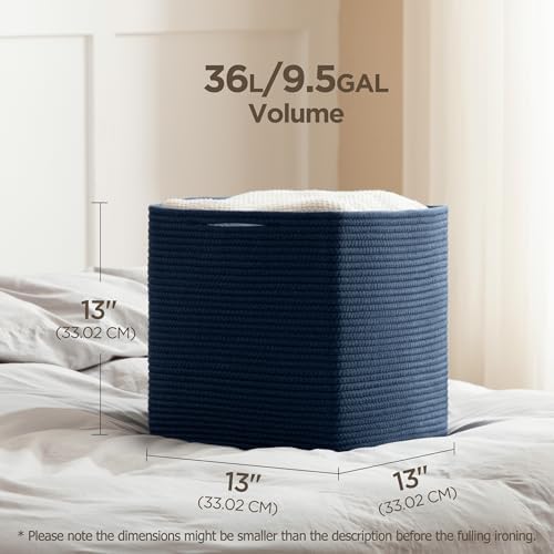 joybest 13inch Cube Storage Bins, Cotton Rope Woven Organizer Basket - Image 3
