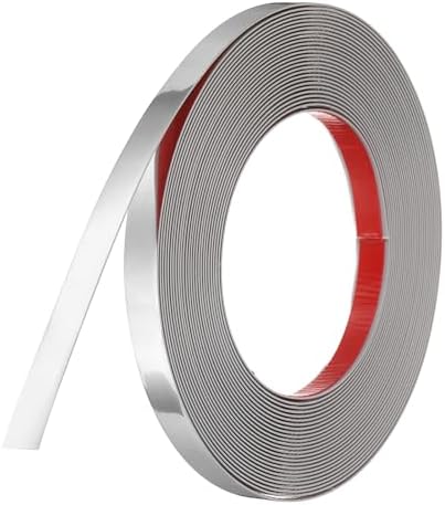 uxcell Silver Peel and Stick Molding Trim, 0.6 Inch x 39.4 ft Self-Adhesive Mirror Tape, Flexible PVC Border Strip for Wall Decoration Tile Edge Ceiling Floor Frame Furniture Decoration by uxcell