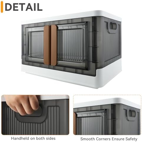 Storage Box, Cabinet with Lids, 8.4 Gallon (32L) Capacity, With Double Door and Lock, Foldable, Plastic, Underbed or Countertop Use, Home Organizer - Image 4