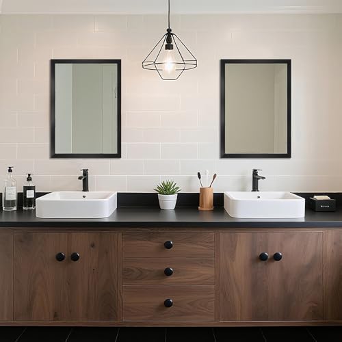 Rectangular Wall Mirror 28x20 Inch Bathroom Mirror for Over Sink, Black - Image 2