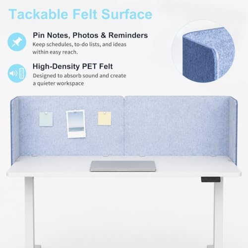 Desk Privacy Panel, 48" × 19" L-Shaped Cubicle Desk Divider, Blue - Image 3