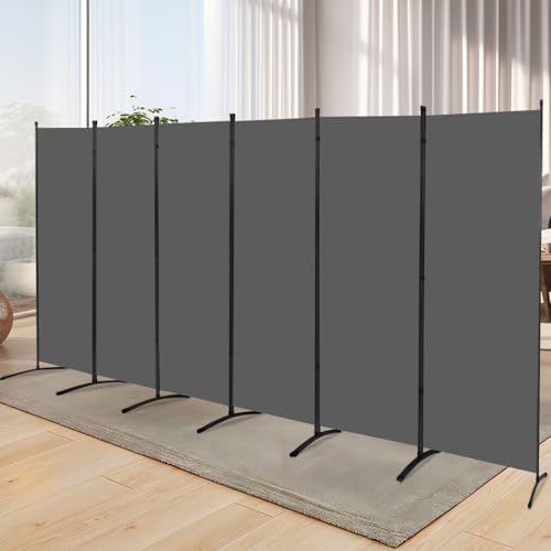 6 Panel Folding Room Divider, Sturdy Frame Freestanding Wall Divider by YASRKML