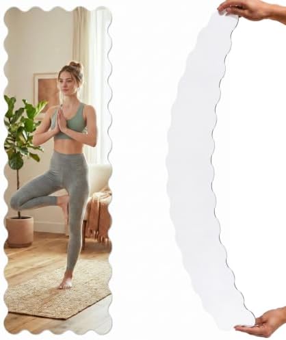 Leinuosen Full Length Acrylic Wall Mirror,Self Adhesive, 40" x 10", Scallop by Leinuosen