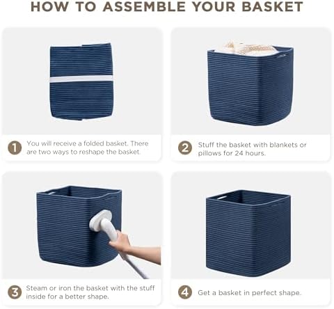 joybest 13inch Cube Storage Bins, Cotton Rope Woven Organizer Basket - Image 6