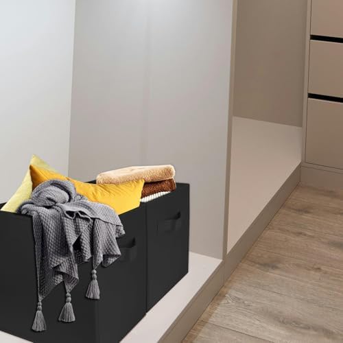 3 Pcs Storage Cubes, 10.5 Inch Collapsible Storage Bins, Fabric Foldable Bins for Organization, Durable Storage Bins for Closet, Shelves, Offices (Black) - Image 7