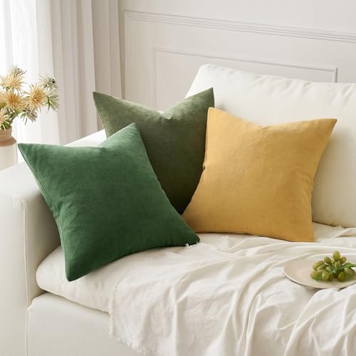 MIULEE Moss Green Chenille Couch Throw Pillow Covers, 20x20 - Image 4