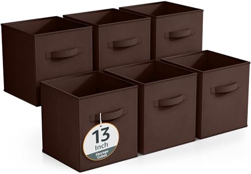 Sorbus Fabric Storage Cubes, 6-Pack Foldable Bins (13 Inch, Chocolate) by Sorbus