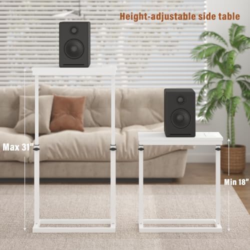 TUTOTAK End Table with Charging Station, Side Table, Tall Couch Table - Image 4