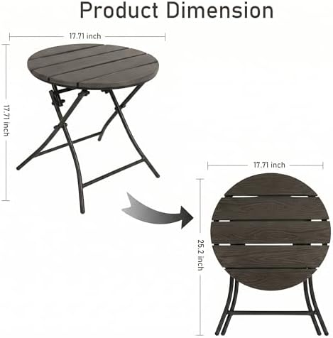 TeoKJ Folding Black Small Outdoor Side Tables, HDPS Patio Table - Image 2