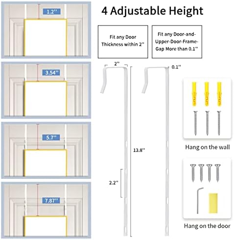 BEAUTYPEAK 16" x 50" Adjustable Height Over The Door Mirror, Gold - Image 4