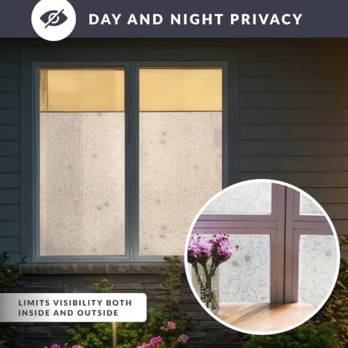 Wildflower Window Privacy Film by Artscape - Decorative Frosted Glass Design, Static Cling, Day and Night Privacy, Reduces Glare, Easy to Apply and Removable, Made in USA - 36 x 72 Inch - Image 7