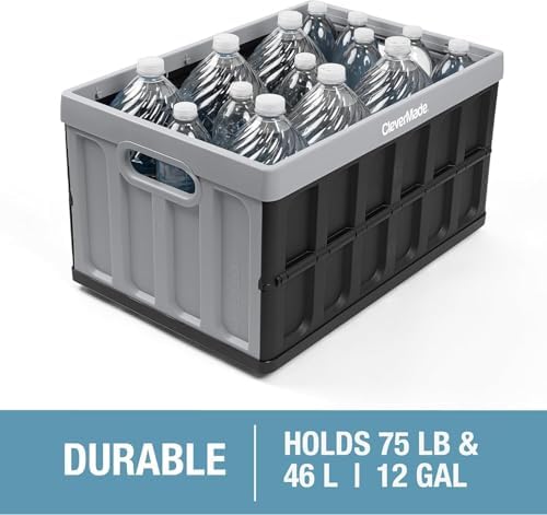 CleverMade Collapsible Storage Bins With Lids, 46L 3 Pack, 75 lb, Obsidian - Image 4