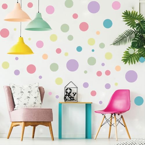 230 PCS Pastel Polka Dot in Soft Muted Colors Tones Wall Decals Set | 10 sheets removable waterproof peel & stick circle wall stickers for nursery, kids room, bedroom, playroom & home decor - Image 6