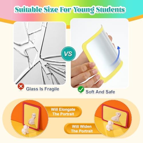 Dandat 10 Pcs 6x4 Shatter Proof Unbreakable Kids Mirrors, Fresh Colors - Image 3