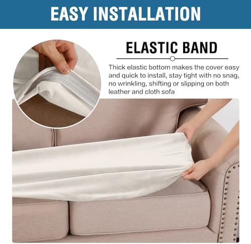 H.VERSAILTEX Velvet Stretch Individual Couch Cushion Cover Plush Slipcover for Loveseat Sofa Furniture Protector Seat Cover (1 Piece Loveseat Cushion Cover, Porcelain White) - Image 4
