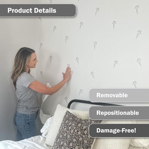 Black Floral Stem Wall Decals - 60 Peel & Stick Black Botanical Flower Stickers for Bedroom, Living Room & Nursery - Removable Minimalist Line Art Wall Decor - Image 4