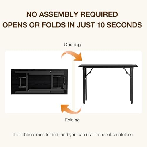 TEMI Small Computer Desk Folding Table - 43.3" Foldable Office Desk, No Assembly, Perfect for Small Spaces in Bedroom, or Apartment, Portable Mini Desk or Study Table Compact Design, Dark Oak - Image 4