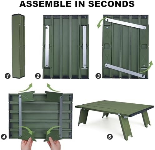 Small Folding Camping Table, Mini Low Portable Beach Tables, Green - Image 4