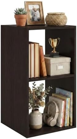 WannabeMyself【Sturdy Build&Easy Assembly】2 Cube Storage Organizer with Anti-Tipping Kits,Reversible Open Back Book Shelf, Bookcase for Living Room,Bedroom,Entrance Hall,Office,12.2×11.4×24.1,Chocolate by WannabeMyself