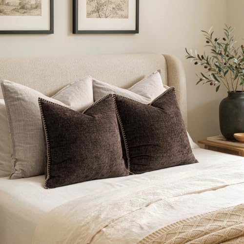 MIULEE Decorative Couch Throw Pillow Covers 20x20 Inch Dark Brown 2 Pack - Image 6