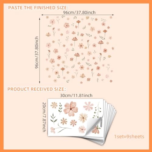 Flower Wall Stickers Boho Floral Grass Wildflower Wall Decals Peel and Stick Removable for Girls Room Bedroom Nursery Home Decor - Image 6