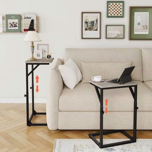 5-Level Adjustable C-Shaped End Table, Small Side Table for Couch, Sofa TV Tray Table for Living Room, Bedroom, Bedside ET-ZA-GYW1 by Unknown