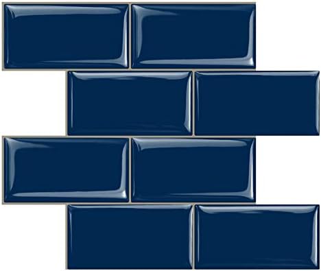 STICKGOO Peel and Stick Subway Tile, Stick on Tiles Backsplash for Kitchen & Bathroom in Deep Blue (Pack of 10, Thicker Design) by STICKGOO