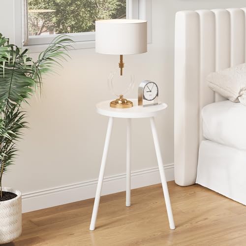 Small Couch Side Table, Drink Table, Mini Round End Table, Coffee Table, Snack Table for Small Spaces, Living Room, Bedroom, Sofa LET520W - Image 4