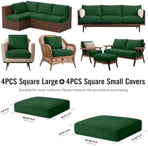 8Pcs Outdoor Cushion Covers, Stretch Patio Furniture Couch Chair Slipcovers - Image 2