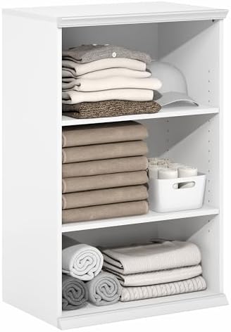 Furinno FANO Closet Organizers and Storage, 3-Tier Closet Organizer with Adjustable Shelves, Stackable Open Shelf Closet Shelves, 15.9 x 23.6 x 36.2 for Wardrobe, Bedroom, Living Room, White by Furinno-FitsYourSpaceFitsYourBudget