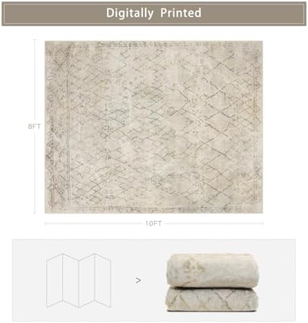 8x10 Washable Area Rugs for Living Room,Bedroom,Dining Room- Morocco Camel - Image 2