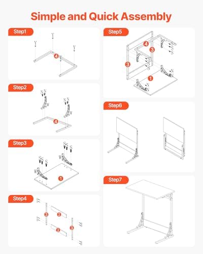 VEVOR C Table, Folding C Shaped End Table with Metal Frame & Adjustable Feet, Foldable C Shaped Side Table for Living Room Bedroom Office, 23.62 x 14.57 x 27.56 inch TV Tray, Brown and Black - Image 7