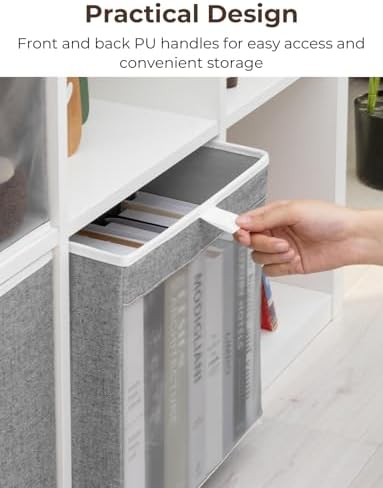 StorageWorks 13x13 Cube Organizer Bins with Clear Window, Gray, 3-Pack - Image 4