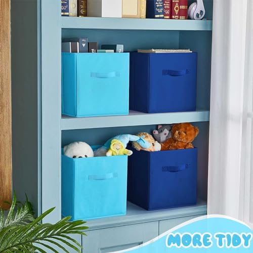 Yinder 12 Pcs Cube Storage Bin Blue 10.5''x10.5''x11'' Storage Cubes - Image 5