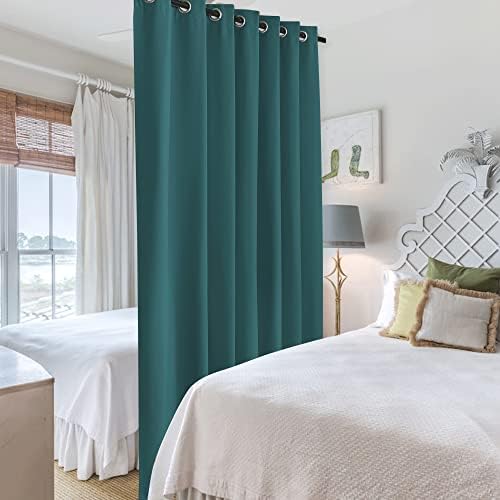 RYB HOME Room Divider Curtains Thermal Insulated Room Darkening Privacy Panels Noise Reduce Home Partitions for Fitting Room Shortage Backdrop, 9 ft Tall x 10 ft Wide, Teal, 1 Panel - Image 4