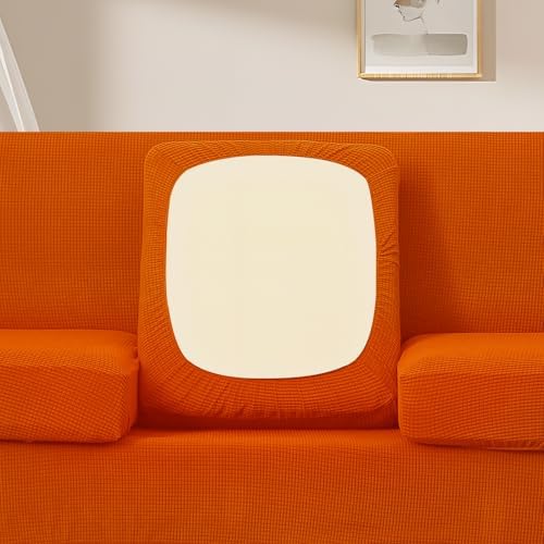 U-NICE HOME 3 Pieces Stretch Loveseat Couch Cover, Orange - Image 3