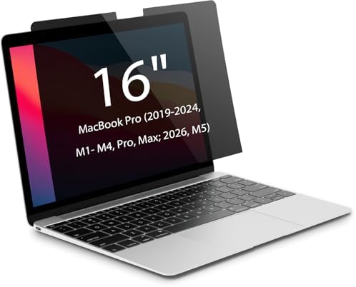 Magnetic Privacy Screen for MacBook Pro 16 inch ( 2026, M5, 2019-2024, M1, M2, M3, M4, Pro, Max), Model A2141, A2485, A2780, A2991, A3186, A3403, Removable Screen Protector, Blue Light Blocking, Anti Glare Protector and Privacy Filter Shield by Unknown