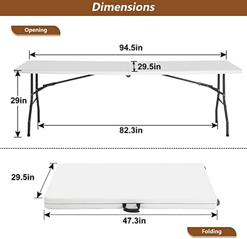 FDW | 8FT Folding Table | White | Portable Plastic Table - Image 2
