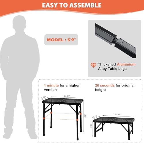 GREGIN Folding Camping Grill Table, Outdoor Metal Table. Foldable, Portable - Image 2
