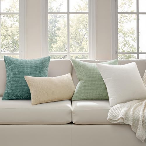 MIULEE Decorative Couch Throw Pillow Covers 20x20 Inch Light Green 2 Pack - Image 3